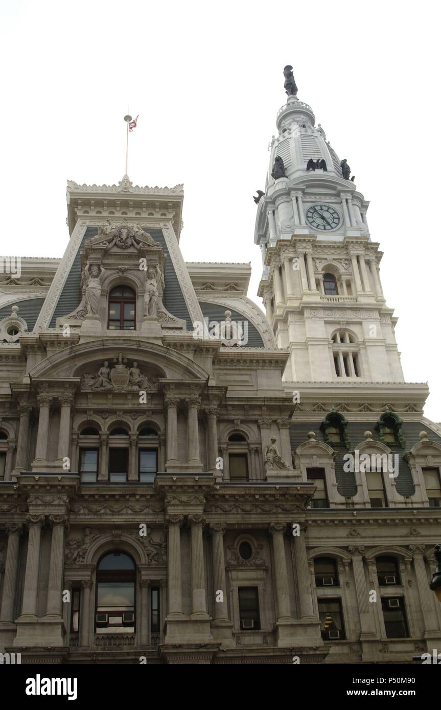 Stati Uniti. In Pennsylvania. Philadelphia. Il municipio. Costruito tra il 1871-1901. Esterno. Foto Stock