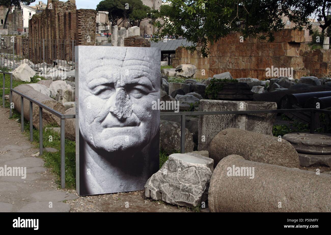 Vespasiano. Il Two-Thousandth anniversario della dinastia Flavia. Mostra temporanea. Foro Romano. Roma. L'Italia. Foto Stock