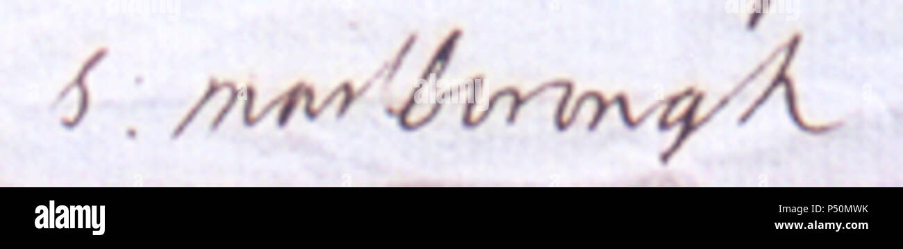 1737 Firma di Sarah Churchill duchessa di Marlborough la sua grazia la duchessa di Marlborough. Foto Stock