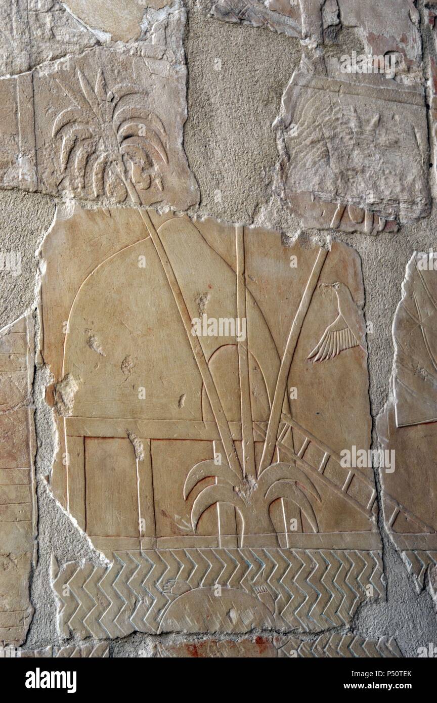 La Terra di Punt. Tempio di Hatshepsut. C. 1490 b.C.XVIII dinastia. Nuovo Regno. Deir el-Bahari. L'Egitto. Foto Stock