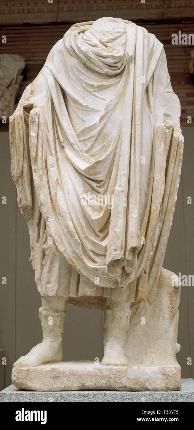 Marcus Vipsanius Agrippa (64/63Ð12 BC). Roman statista e generale. Statua di Merida Forum (I secolo D.C.). Museo Nazionale di Arte Romana. Merida. Spagna. Foto Stock