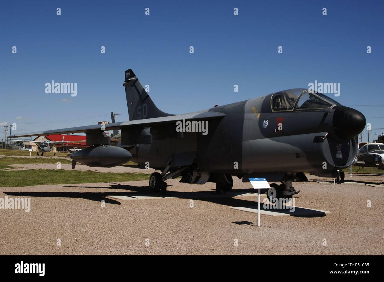 VOUGHT A-7D 'Corsair II'. Los primeros aparatos de este modelo volaron en 1968. Totale delle Nazioni Unite de 459 de ellos fueron entregados a la USAF (United States Air Force) y a la Air National Guard. Operativos hasta ser reemplazados por los F-16. Museo del Aire y el Espacio. Box Elder. Estado de Dakota del Sur. Estados Unidos. Foto Stock