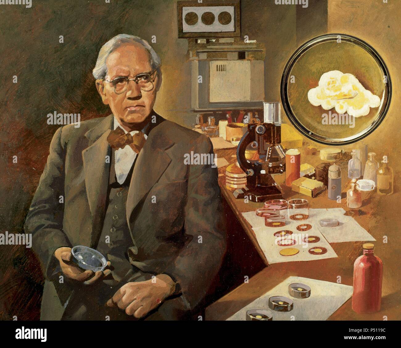 Alexander Fleming (1881-1955). Microbiologo britannico, scopritore della penicillina (1928). Premio Nobel in fisiologia e medicina nel 1945. Foto Stock