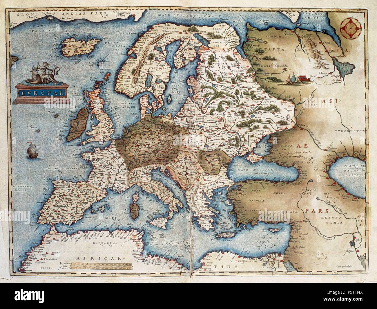 MAPA DE EUROPA. S. XV. Foto Stock