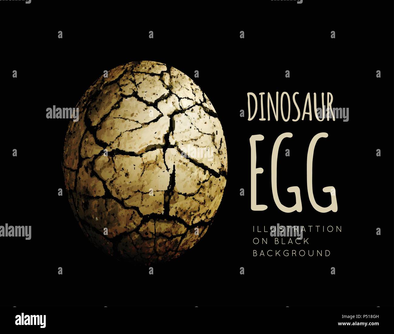 Uova di dinosauro su uno sfondo nero. Realistico illustrazione vettoriale Illustrazione Vettoriale