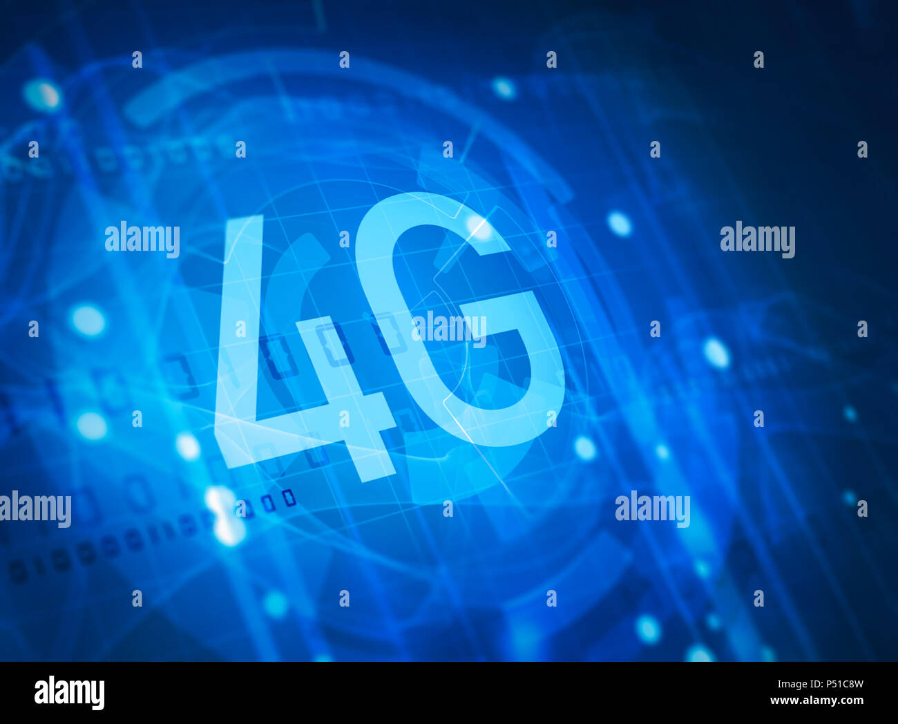 4G simbolo blu su sfondo digitale Foto Stock