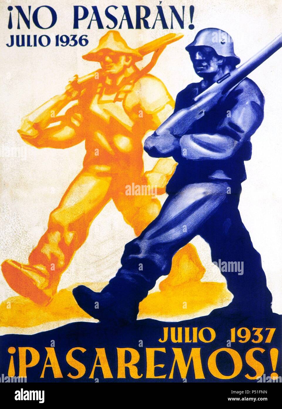 GUERRA CIVILE ESPAÑOLA (1936-1939). Cartello propagandistico sobre la guerra. Foto Stock