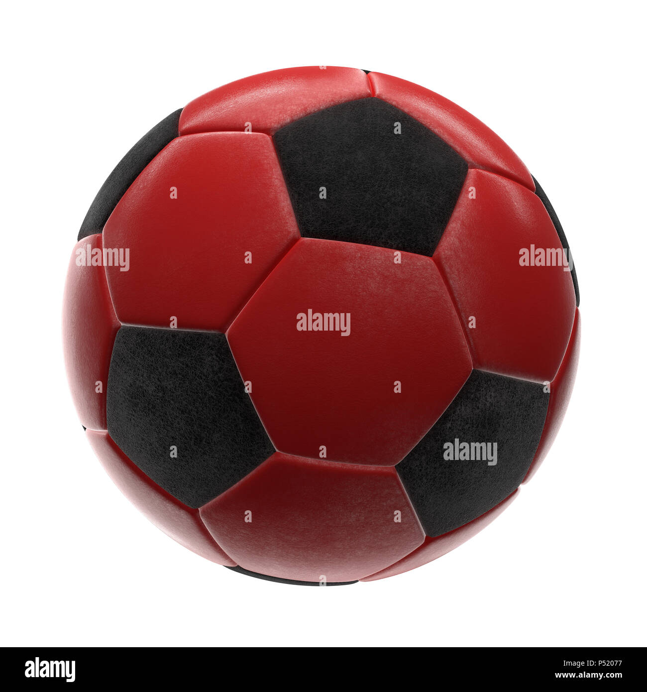 Rosso Pallone da calcio isolati su sfondo bianco 3d illustrazione Foto Stock
