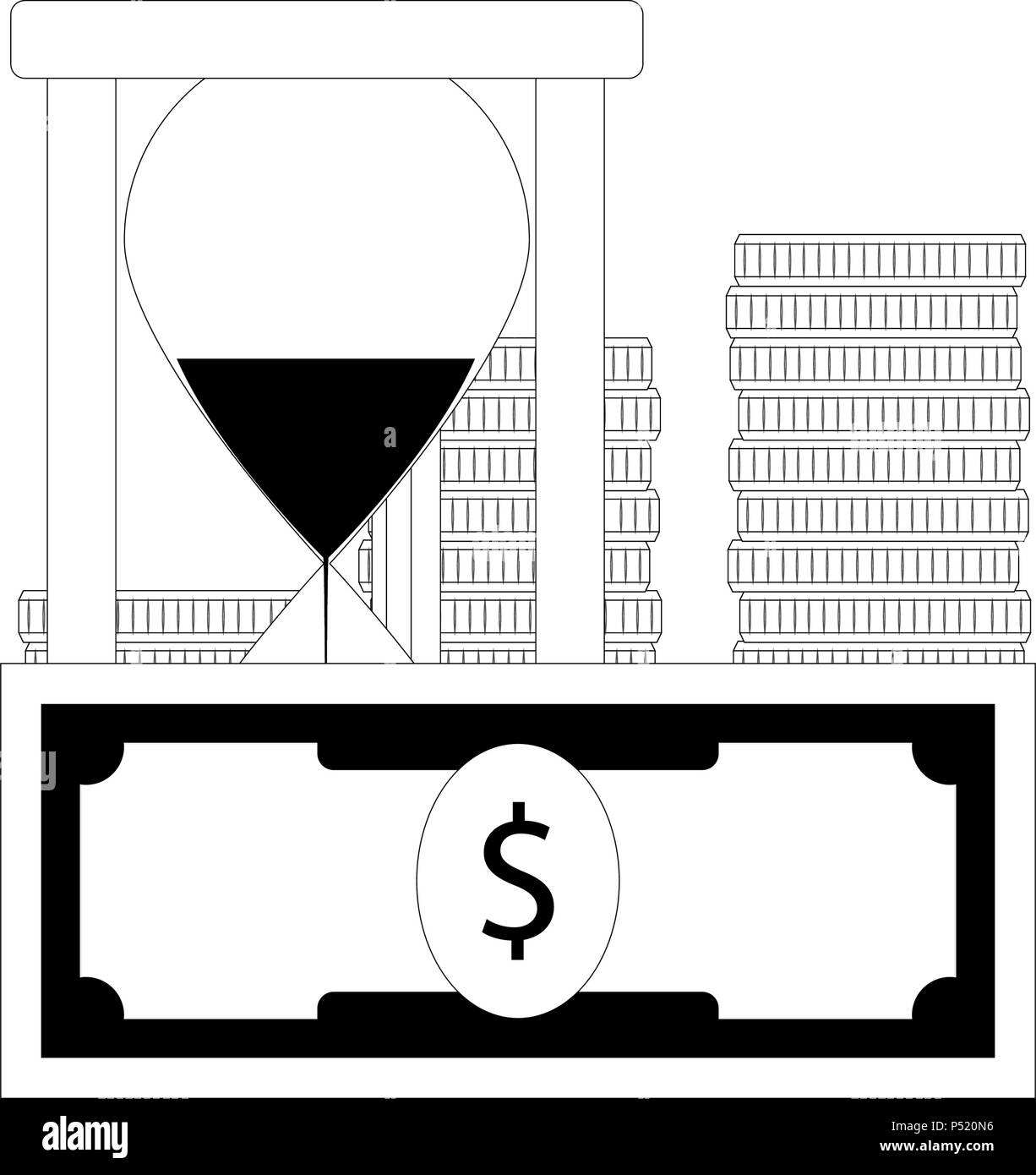 Il tempo è denaro. Attività di investimento di denaro, efficienza di gestione, illustrazione vettoriale Illustrazione Vettoriale
