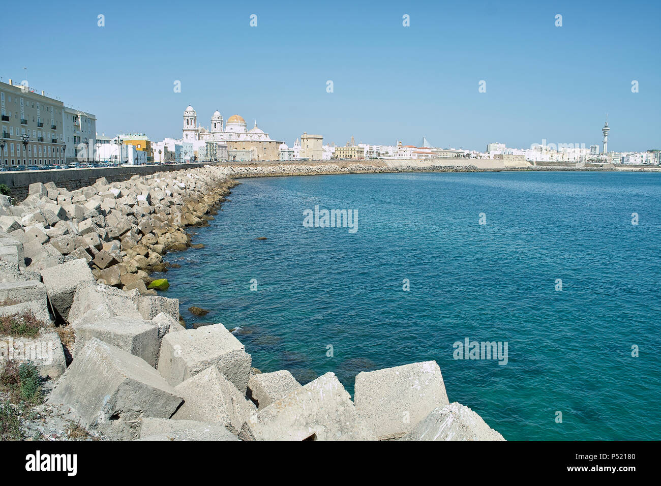 Cadice embankment panorama in Spagna Foto Stock