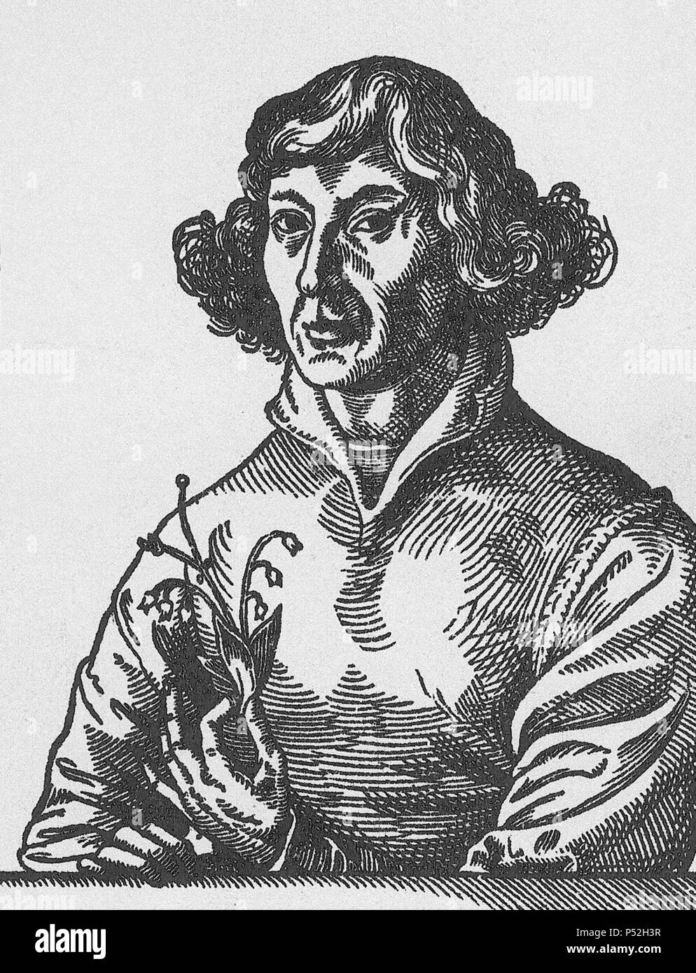 Nicolas Copernico, astronomo polacco, le sue osservazioni di movimenti planetari ha sviluppato il sistema eliocentrico, rotazione assiale publd. 1543, ha rivoluzionato il pensiero. Foto Stock