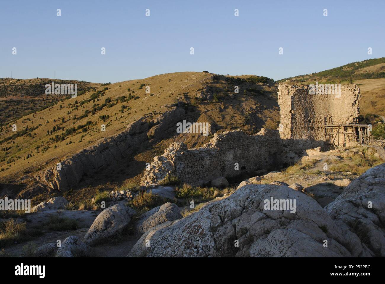 L'Ucraina. Repubblica autonoma di Crimea. Balaklava. Chembalo medievale la fortezza genovese. Dettaglio. Foto Stock