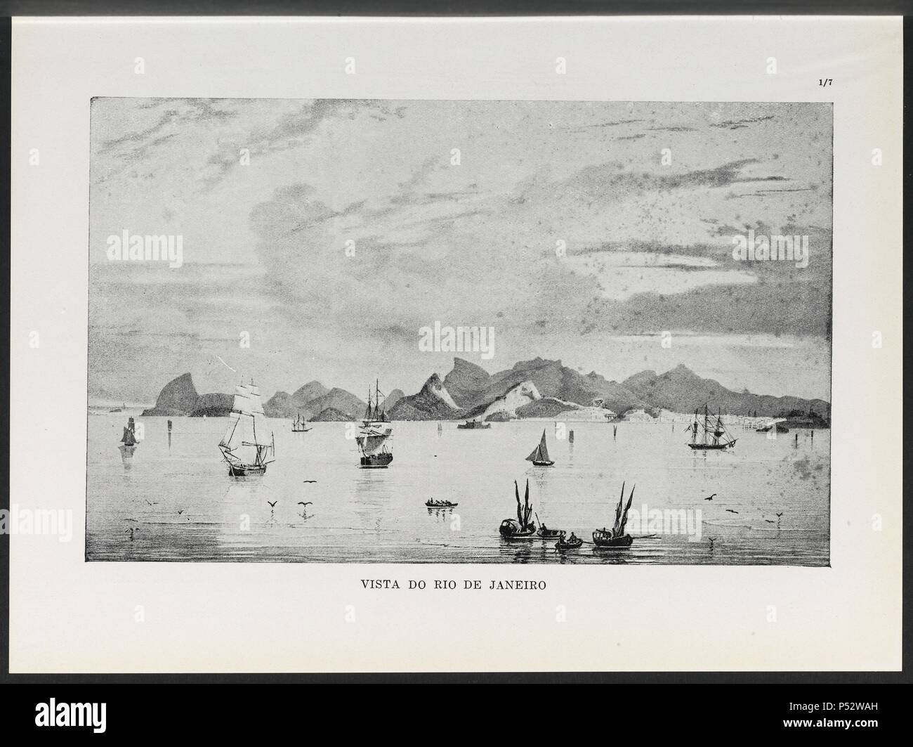 VIAGEM PINTORESCA ATRAVES DO BRASIL, VISTA DO RIO DE JANEIRO, la lamina 7, 1835. Autore: Johann Moritz Rugendas (1802-1858). Foto Stock