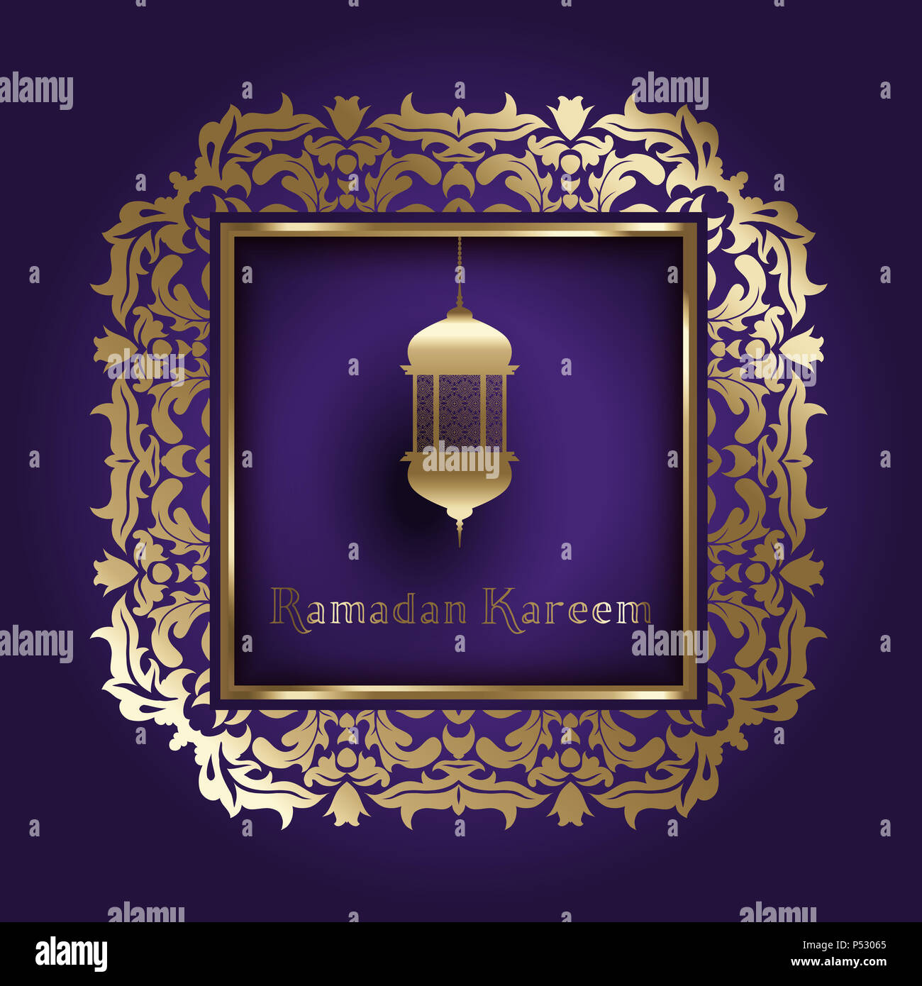 Sfondo decorativo per il Ramadan con cornice dorata Foto Stock