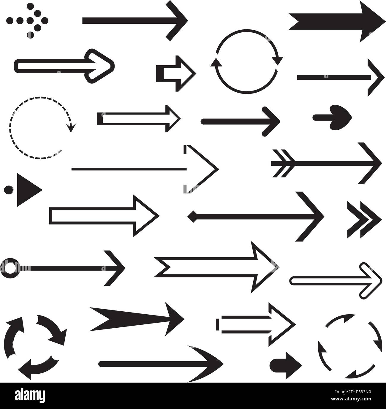 Serie di frecce nere. Illustrazione Vettoriale. Illustrazione Vettoriale
