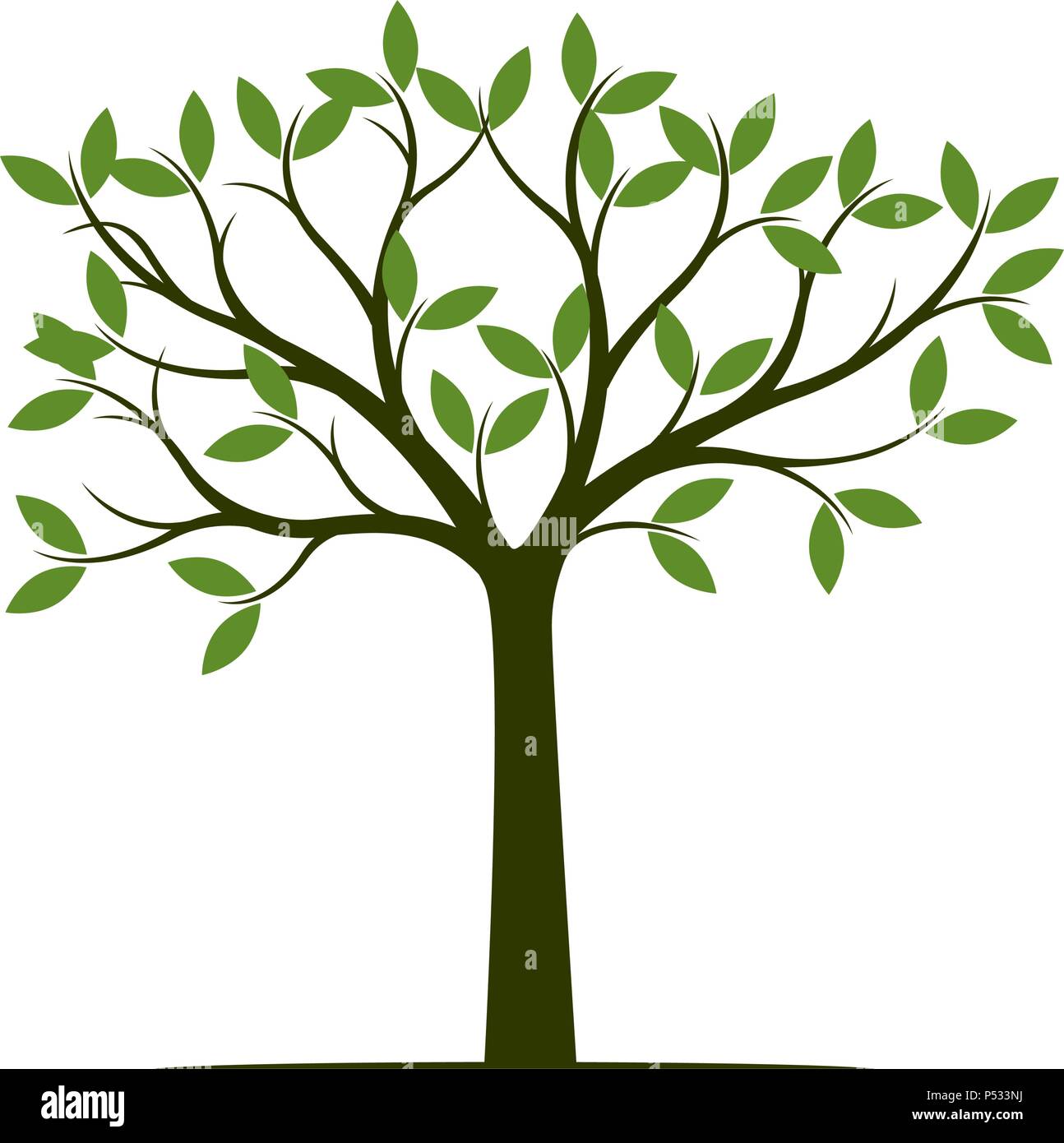Estate verde albero con foglie. Illustrazione Vettoriale. Illustrazione Vettoriale