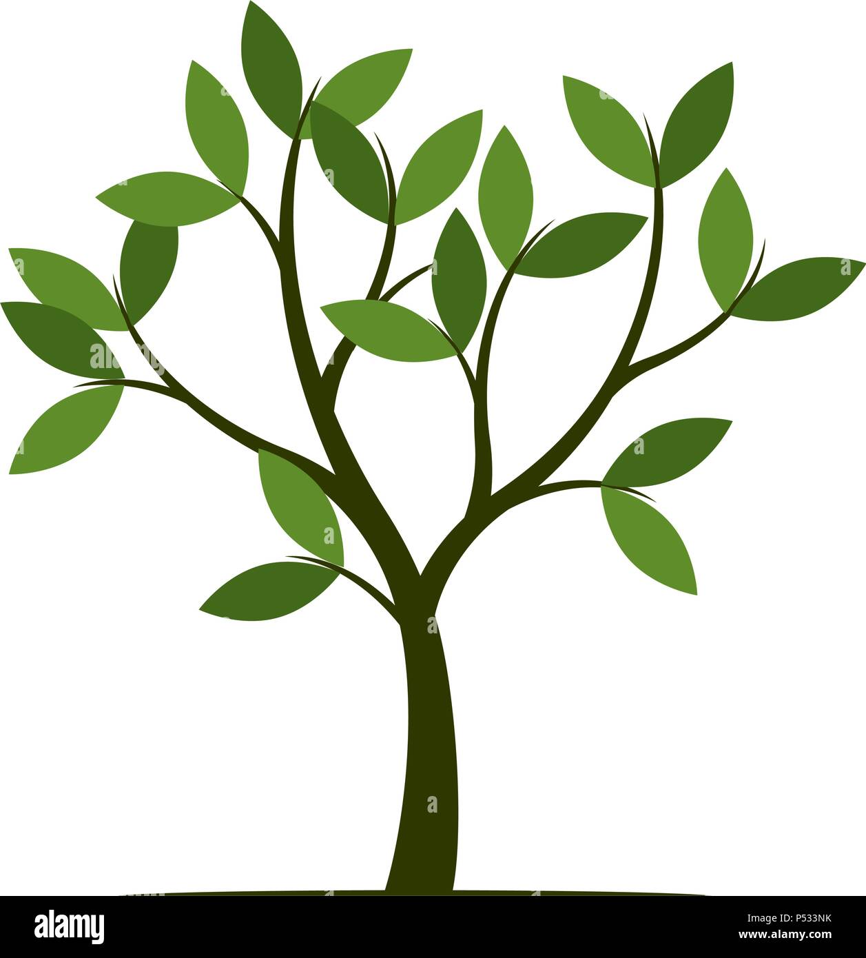 Estate verde albero con foglie. Illustrazione Vettoriale. Illustrazione Vettoriale