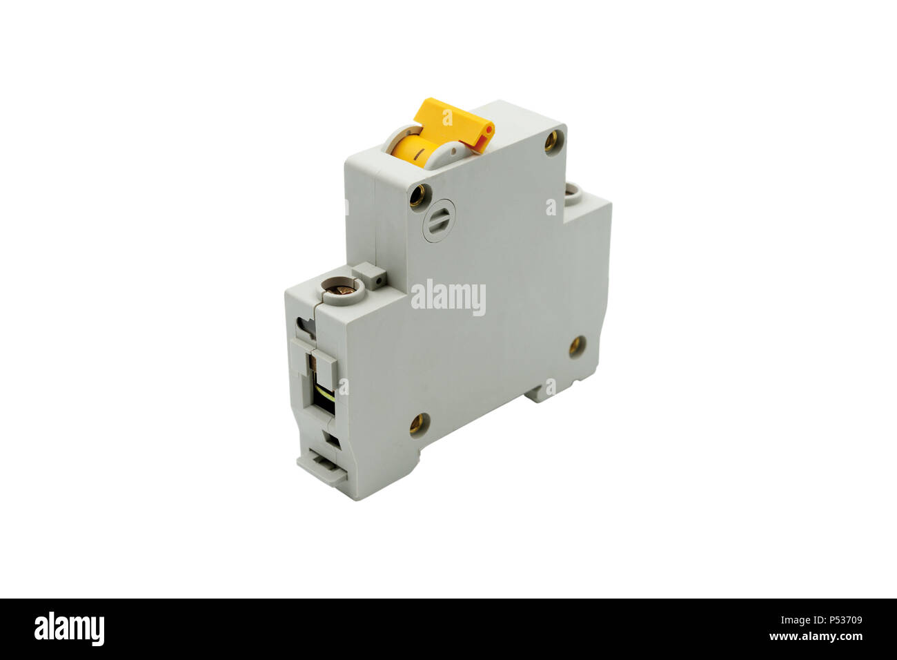 Interruttore elettrico. Isolato su sfondo bianco. Foto Stock