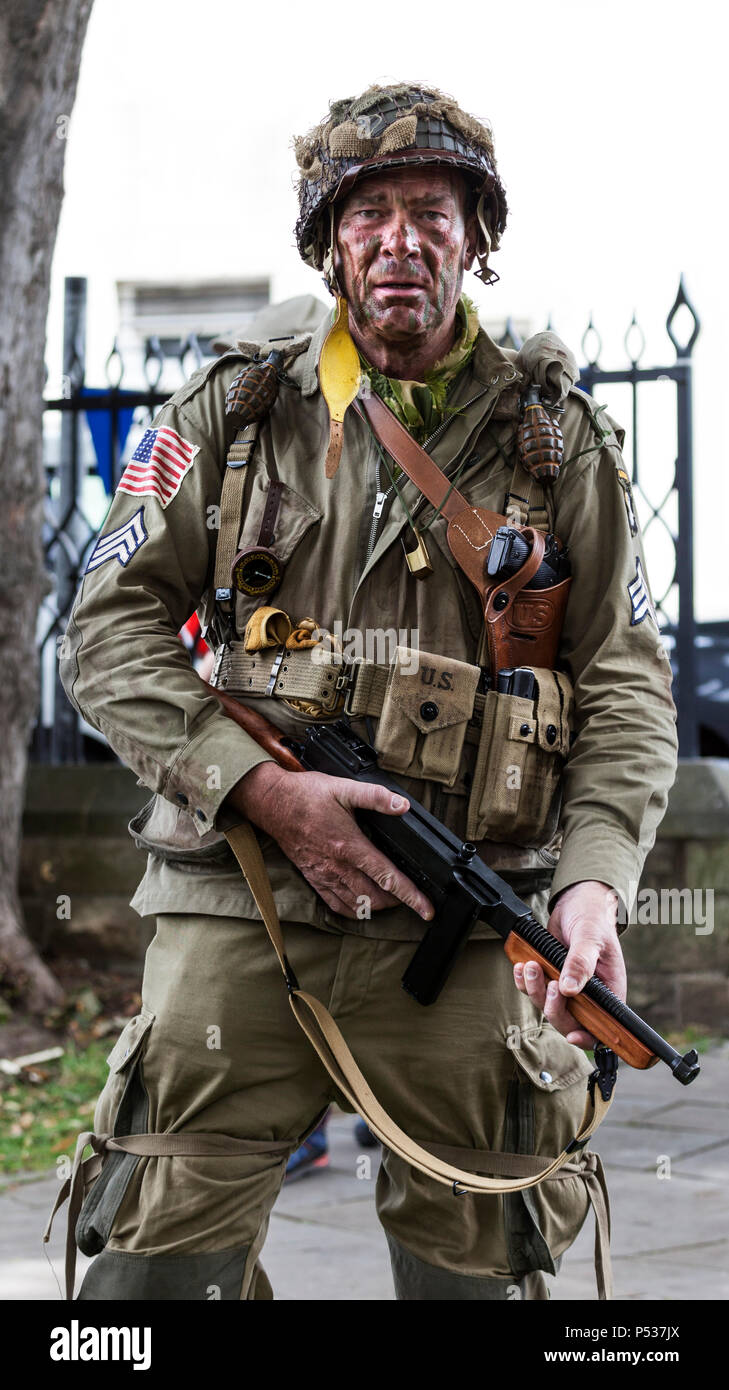 Noi Airborne soldato, Barnard Castle, 1940's Weekend 2018. Foto Stock