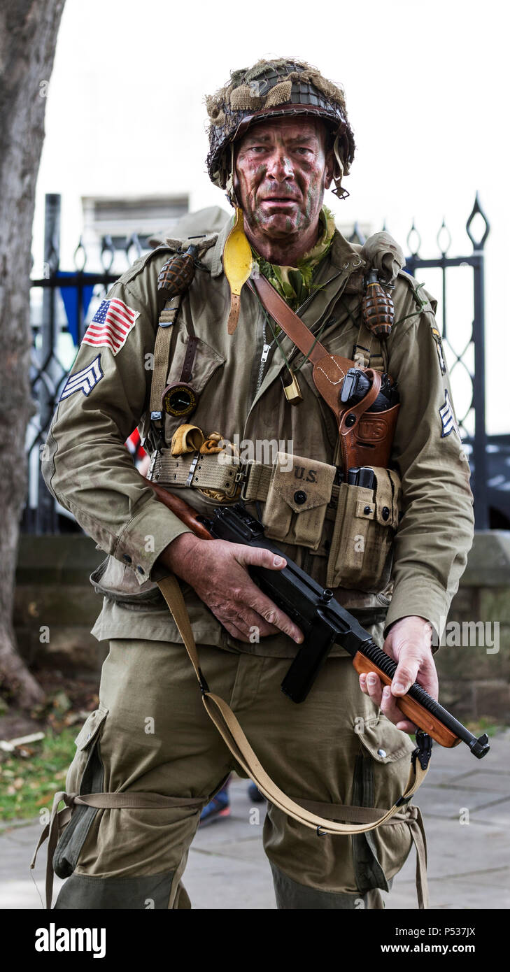 Noi Airborne soldato, Barnard Castle, 1940's Weekend 2018. Foto Stock
