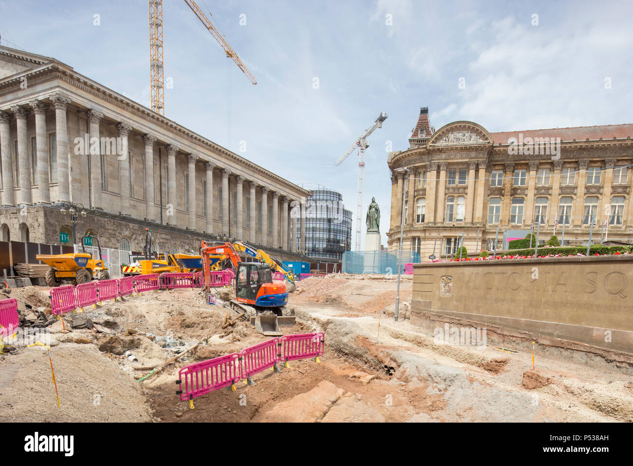 Un sospetto o romana strada sassone è stato scoperto sotto Victoria Square nel centro della città di Birmingham, durante gli scavi per la nuova linea metropolitana, Inghilterra. Foto Stock