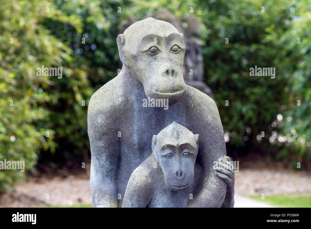 Le sculture in pietra in forma di scimmie Foto Stock