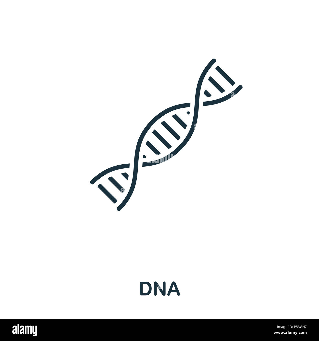 Icona di DNA. Linea di icona di stile design. UI. Illustrazione dell'icona di DNA. Pittogramma isolato su bianco. Pronto per l'uso nella progettazione web, applicazioni software, stampa. Foto Stock