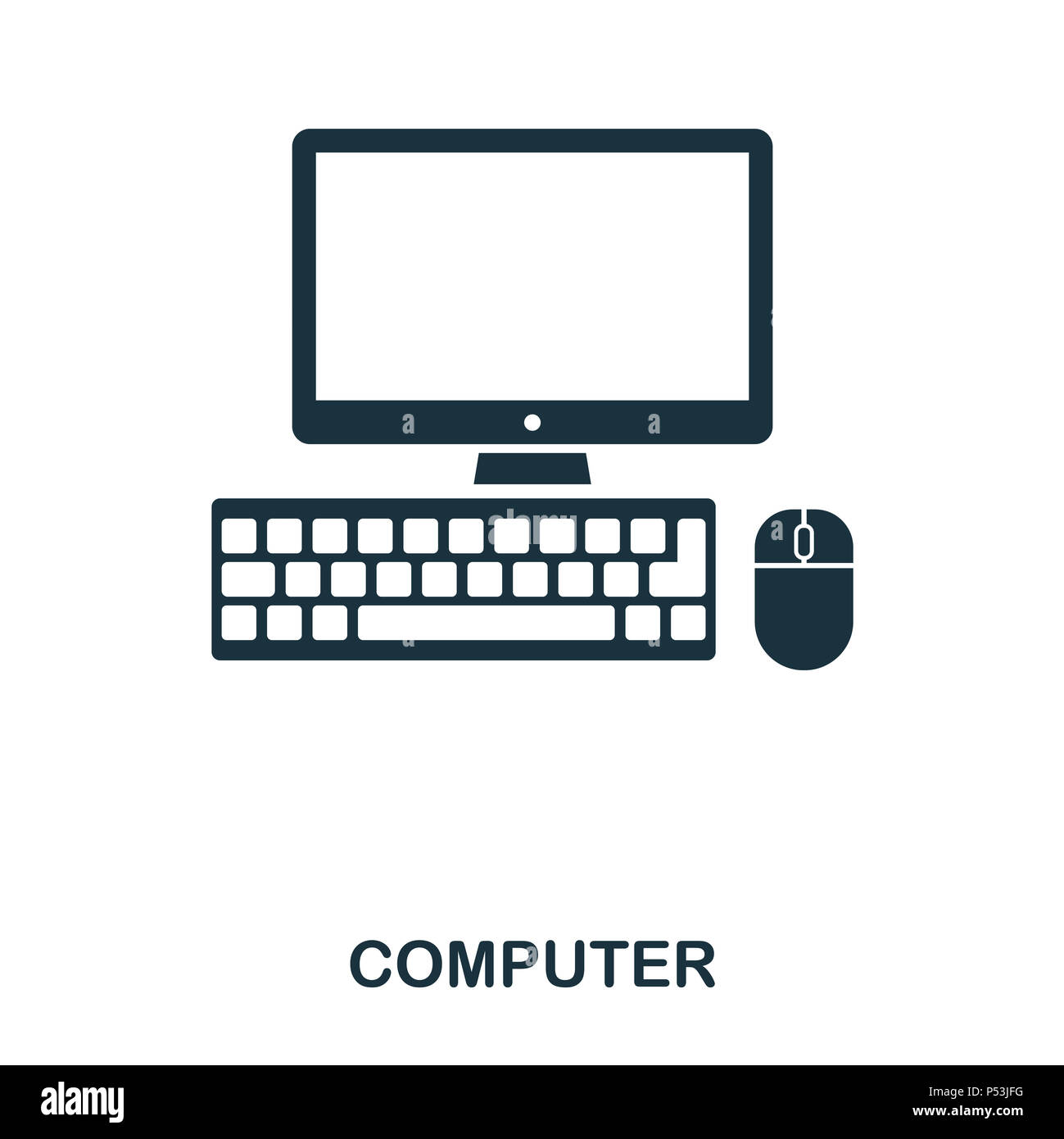 Icona DevicesComputer. Linea di icona di stile design. UI. Illustrazione dell'icona del computer. Pittogramma isolato su bianco. Pronto per l'uso nella progettazione web, applicazioni software, stampa. Foto Stock