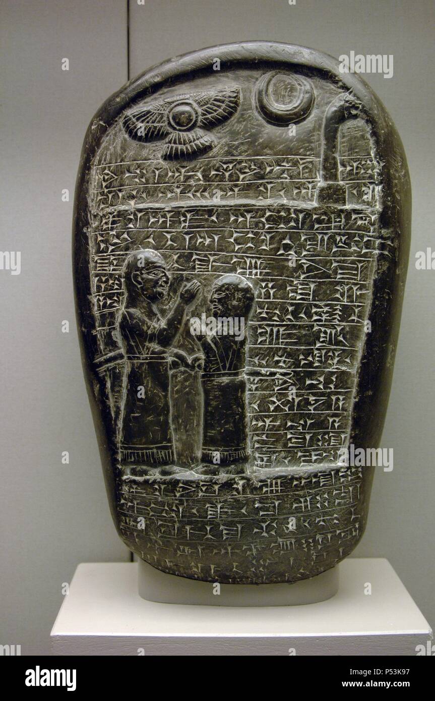Mesopotamia. Pietra commemorativa stela. Babilonese, circa 900-800 A.C. L'Iraq. British Museum. Londra. In Inghilterra. Regno Unito. Foto Stock