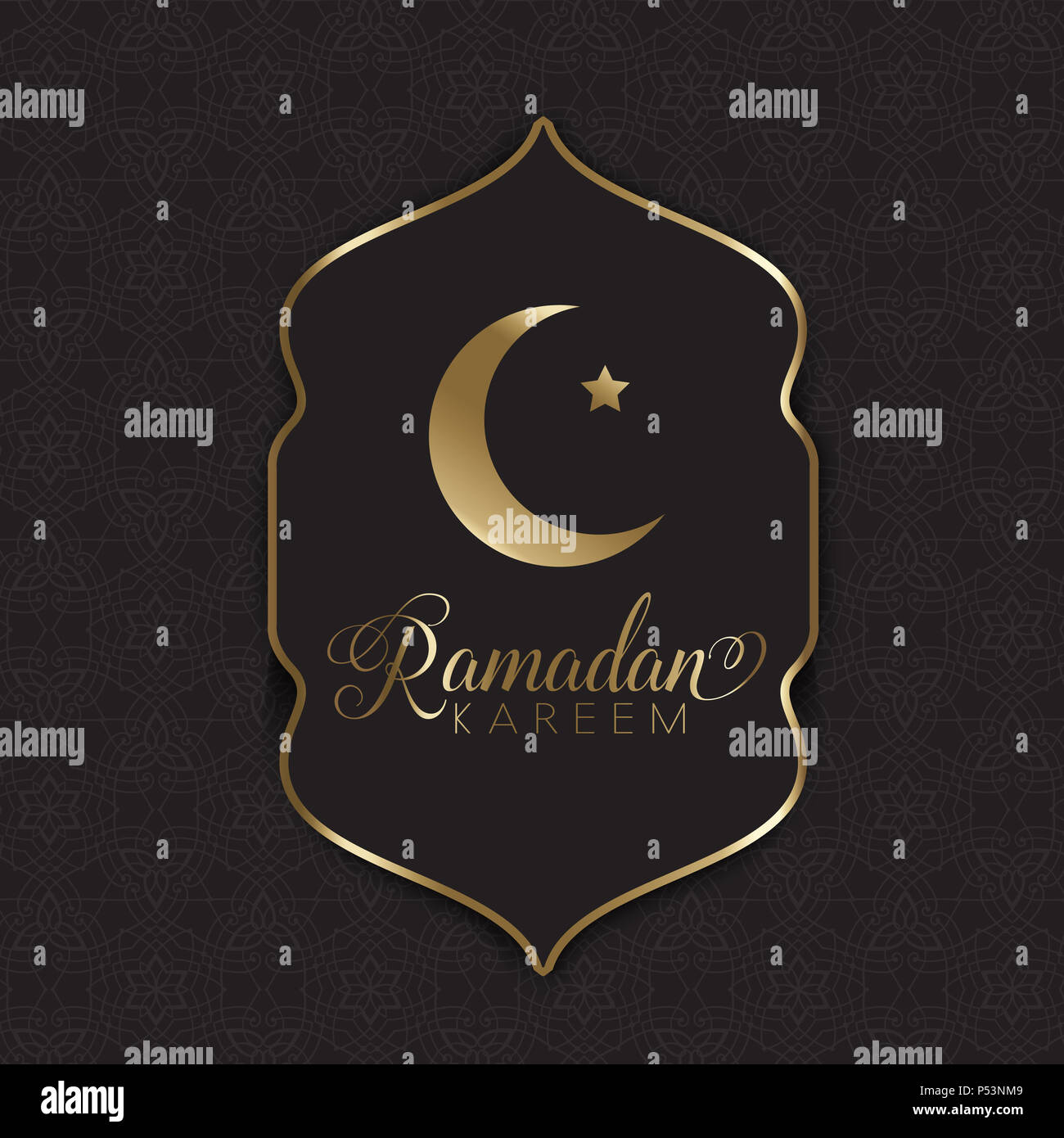 Decorativo e oro su sfondo nero per il Ramadan Foto Stock