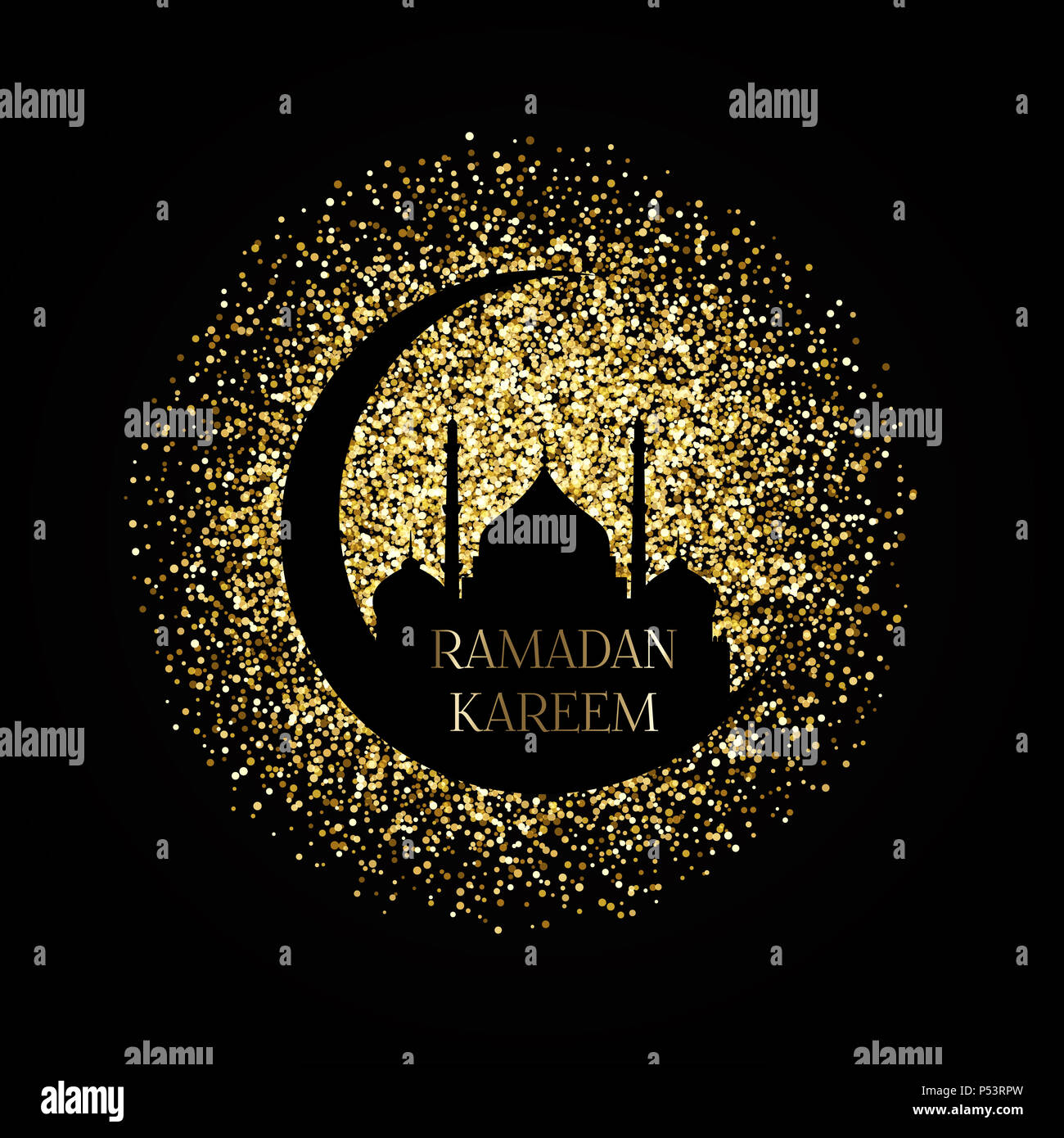 Il Ramadan Kareem sfondo con oro effetto glitter Foto Stock