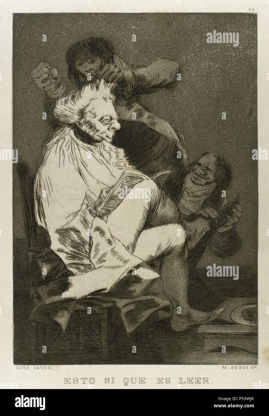 Francisco de Goya (1746-1828). Lo spagnolo pittore e incisore. Los Caprichos. Si esto es iler (questo sono leggere). Il numero di riferimento 29. La puntasecca. 1799. La riproduzione da parte di M. Segui i Riera. Foto Stock