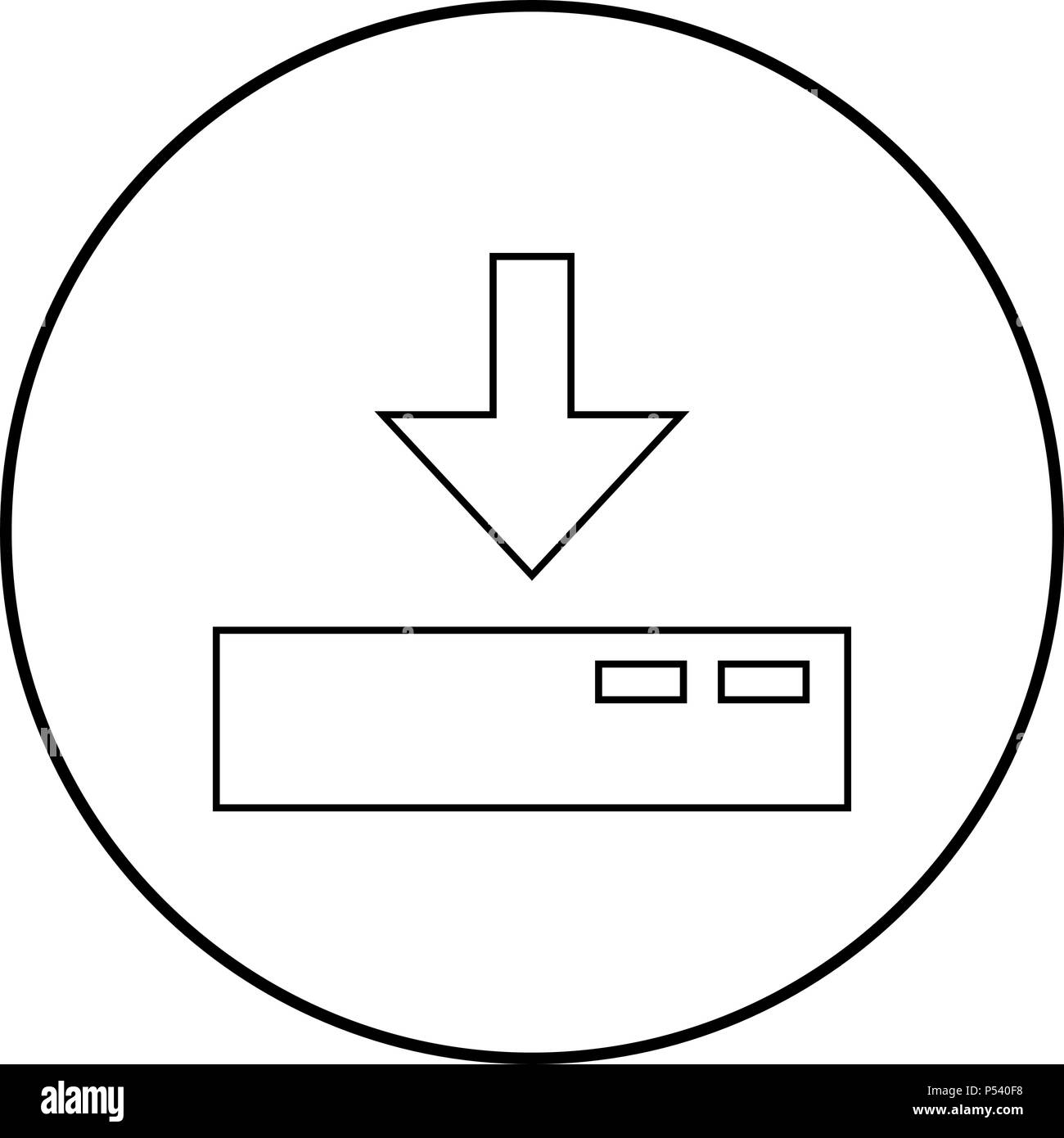 Scaricare icona server colore nero nel cerchio profilo rotondo Illustrazione Vettoriale
