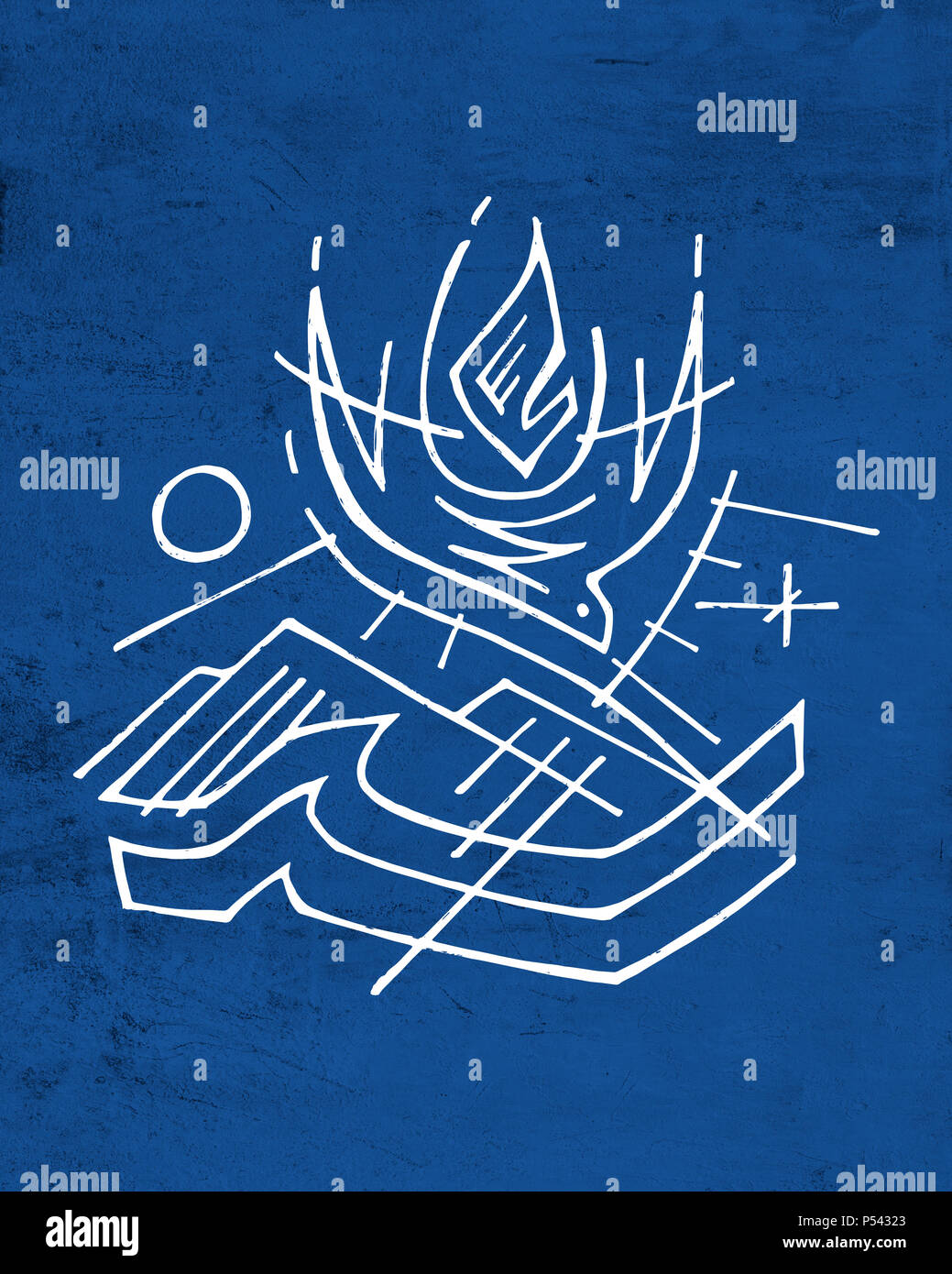 Disegnata a mano una matita immagine o disegno dello Spirito Santo e simboli Foto Stock