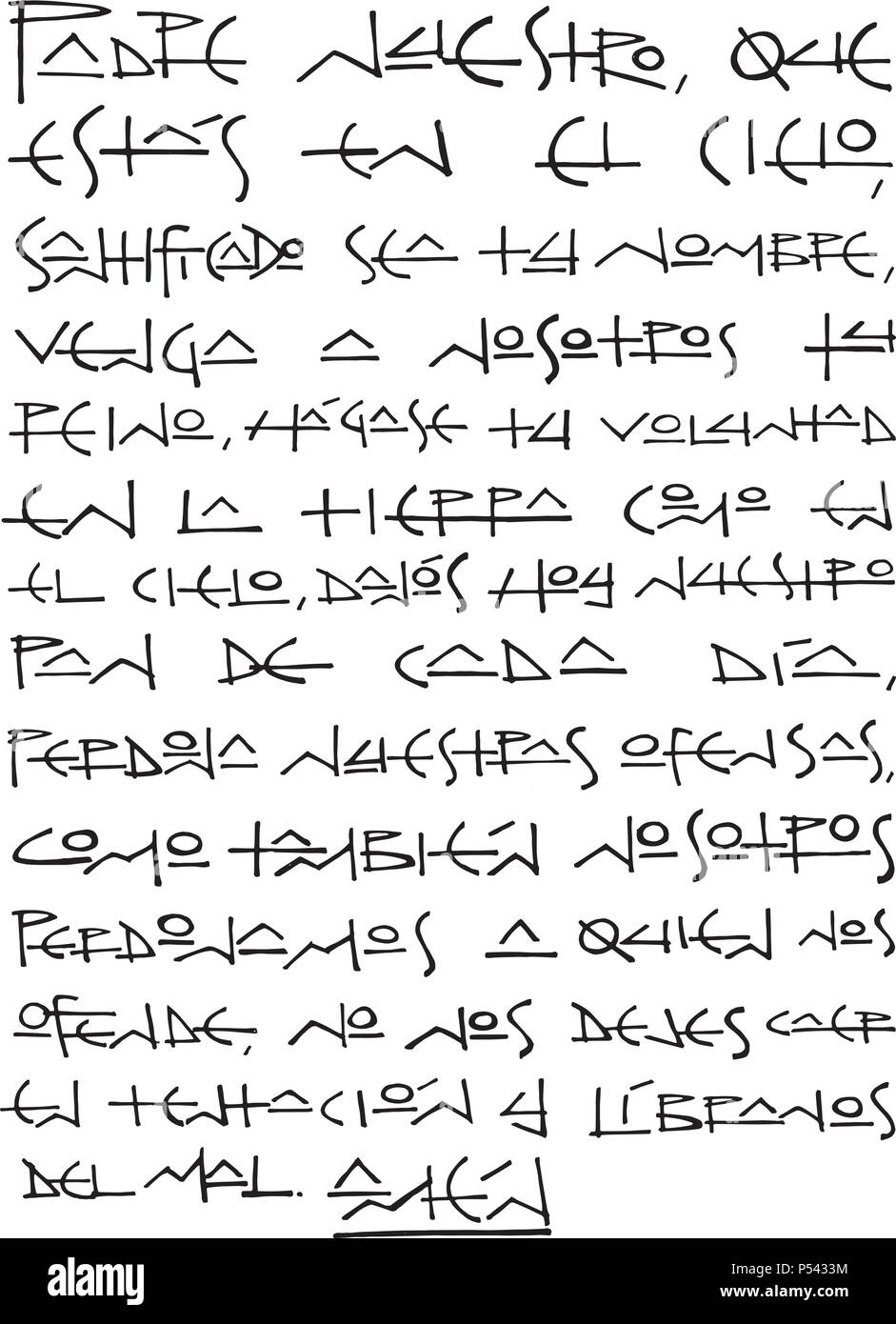 Disegnata A Mano Illustrazione Vettoriale O Il Disegno Del Padre Nostro Preghiera In Spagnolo Immagine E Vettoriale Alamy