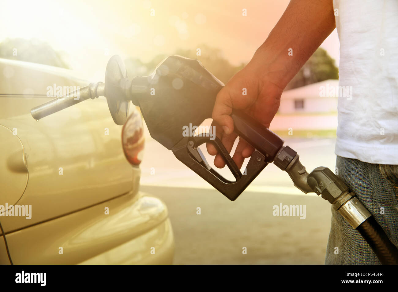 Una immagine di gas pompa a mano Foto Stock