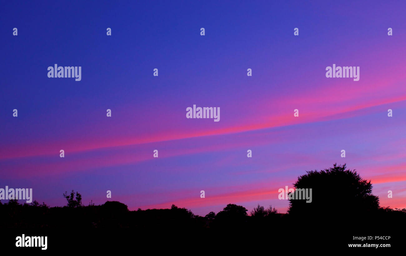 Bel tramonto oltre a sud-est della Cornovaglia Foto Stock