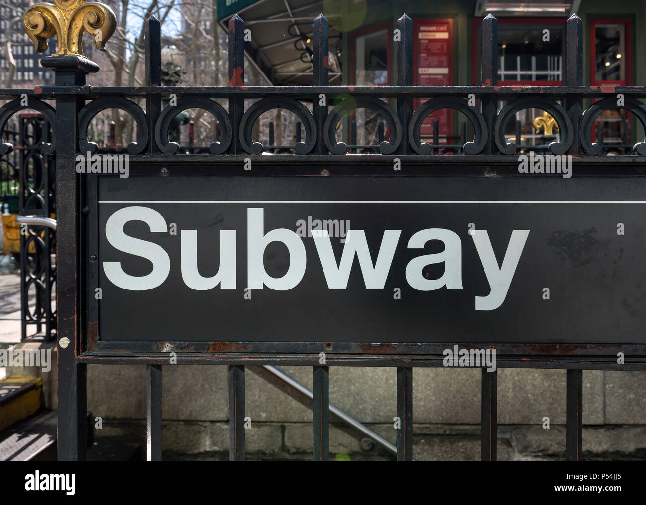 La stazione della metropolitana segno, Manhattan, New York City, Stati Uniti d'America Foto Stock