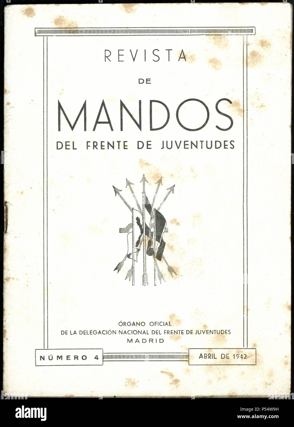 Portada de la revista Mandos, del Frente de Juventudes. Año 1942. Foto Stock