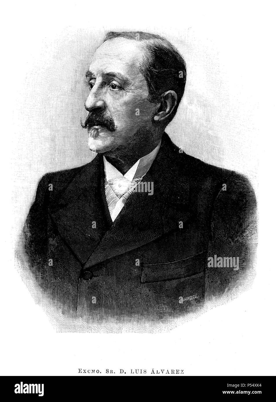 Luís Álvarez Catalá (1836-1901). Pintor y retratista romántico español. Grabado de 1895. Foto Stock