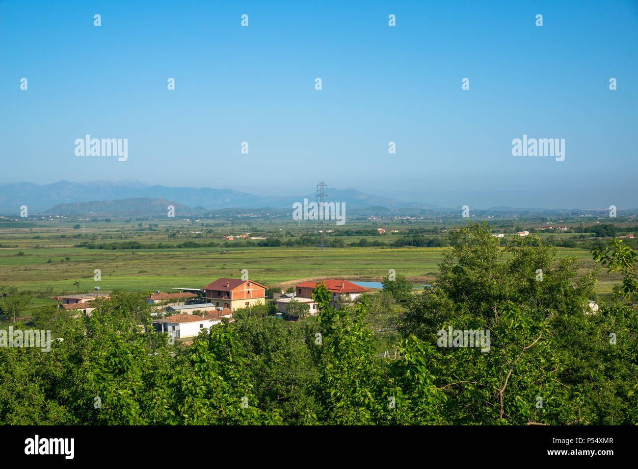 Vista sul paesaggio vicino Fishte e Lezhe in Albania Foto Stock