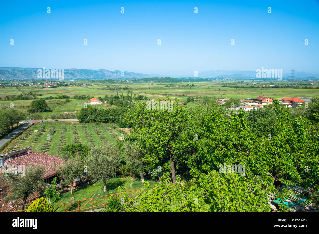 Vista sul paesaggio vicino Fishte e Lezhe in Albania Foto Stock
