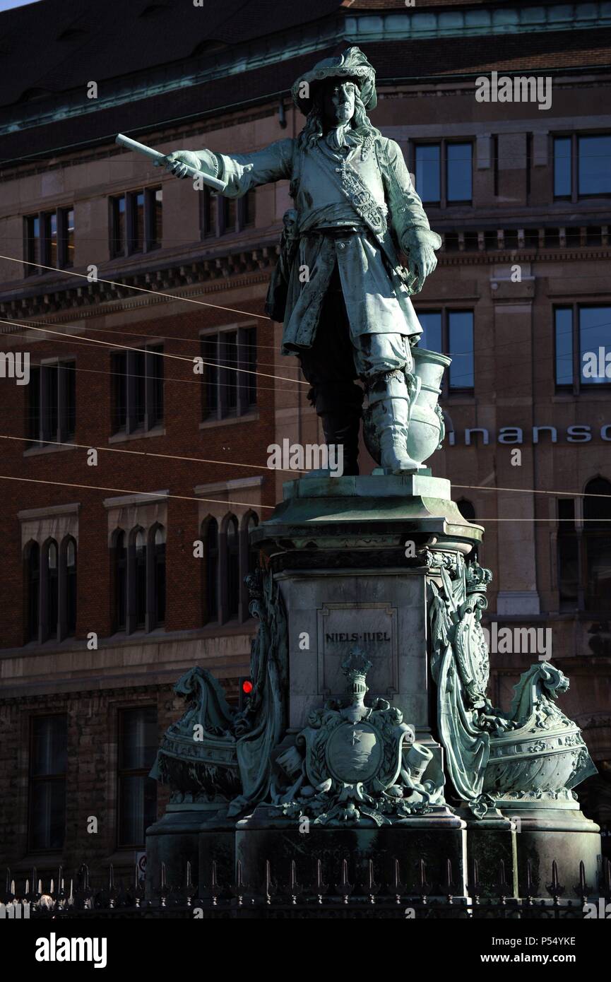 Niels Juel (1629-1697). Dano-Norwegian Admiral. Monumento. Copenhagen. La Danimarca. Foto Stock