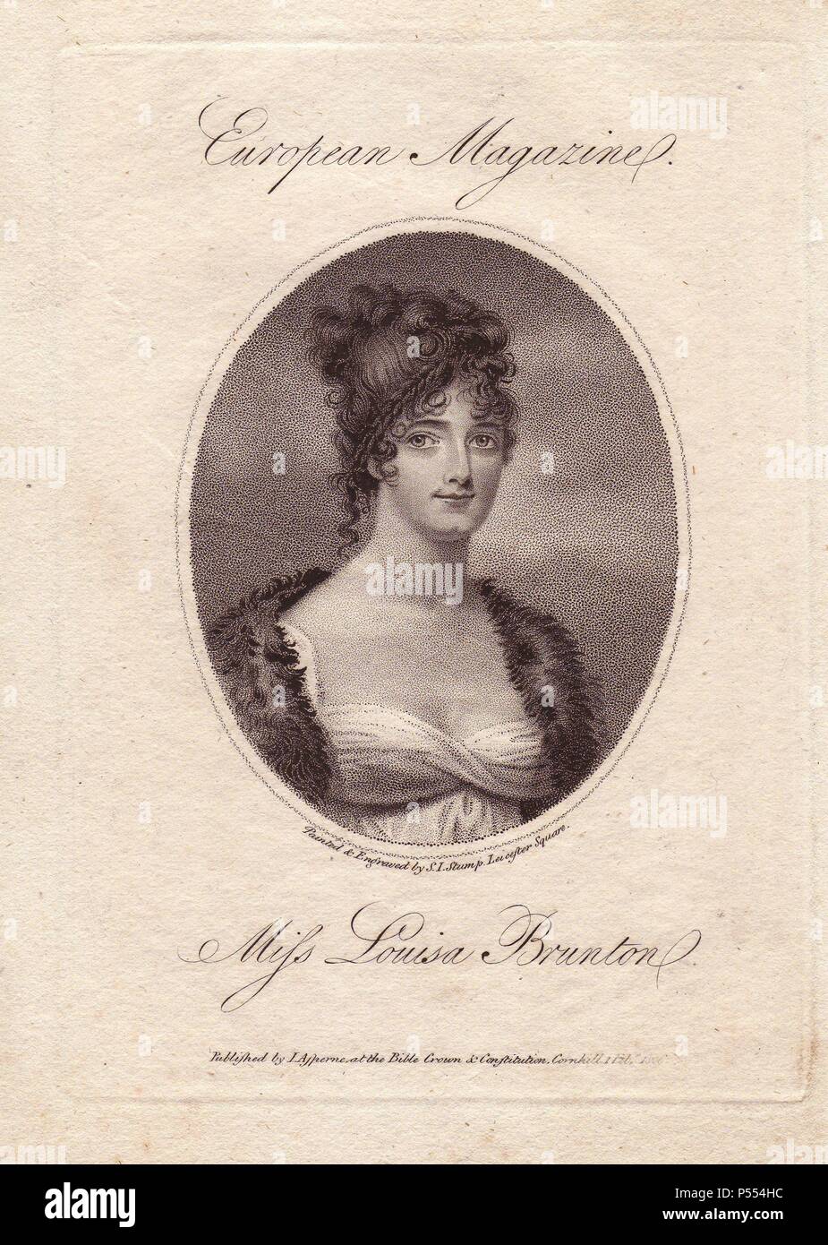 Miss Louisa Brunton (1785-1860), l'attrice inglese che ha suonato al Covent  Garden di Londra. Ella divenne la contessa di Craven in 1812 per il suo  matrimonio al Generale William Craven. Indossa un