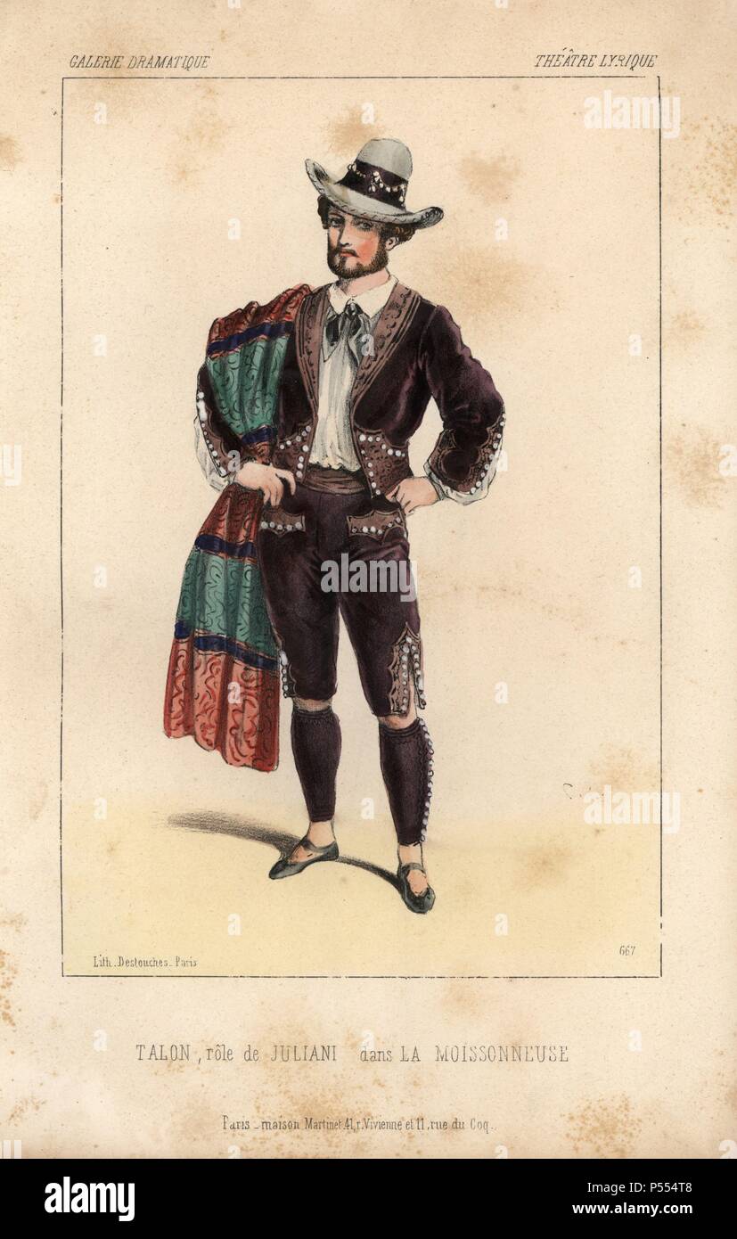 Taloni come Juliani a 'La Moissonneuse' presso il Teatro Lyrique. Litografia Handcolored da Alexandre Lacauchie da 'Galerie Dramatique: costumi des teatri de Paris" 1853. Foto Stock