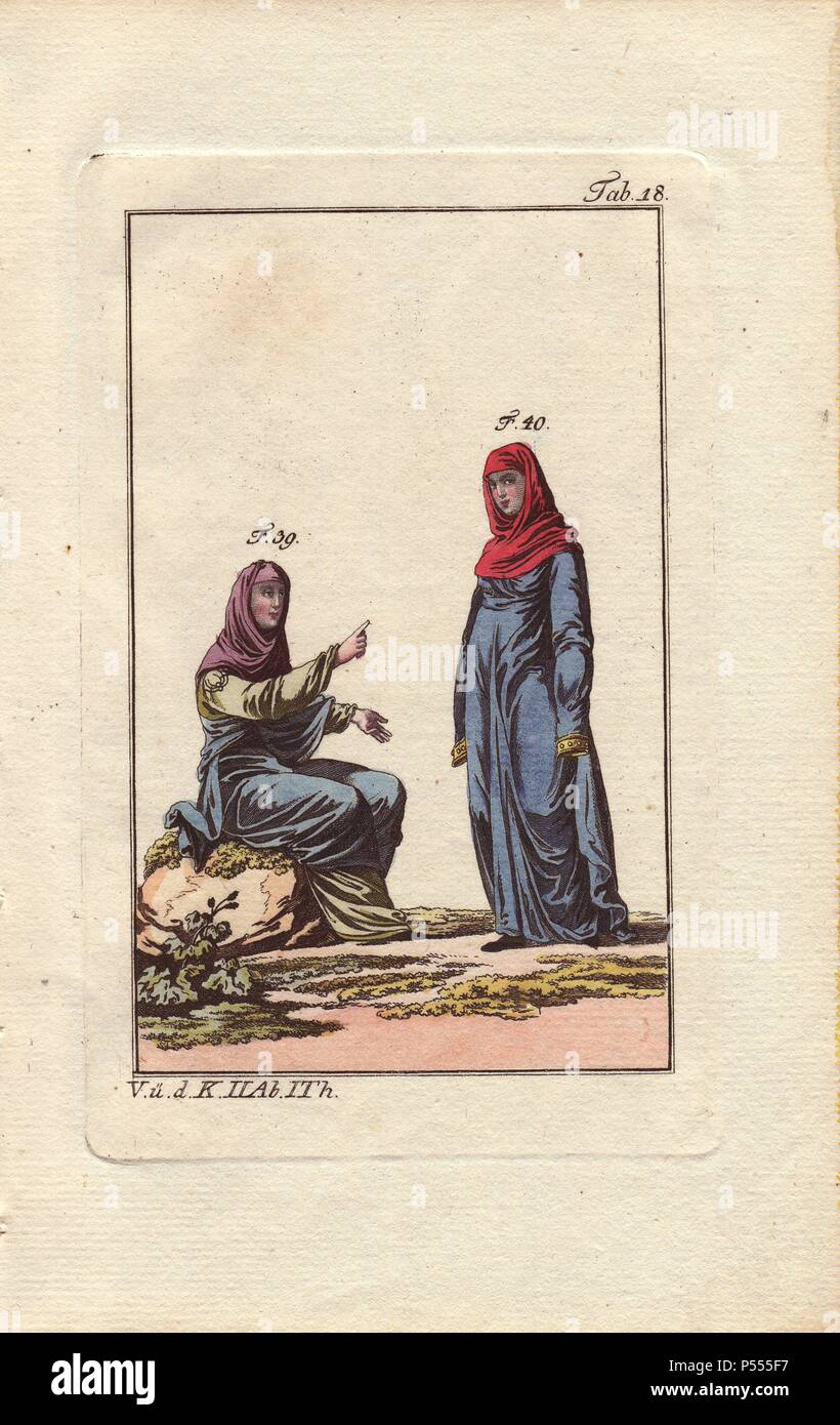Anglo-Saxon donna in abiti estivi (39) e Anglo Sassone donna in abiti da  viaggio o abbigliamento invernale (40).". . 'Strutt pensato che gli  indumenti si vede in Fig. 40 Erano vestiti di