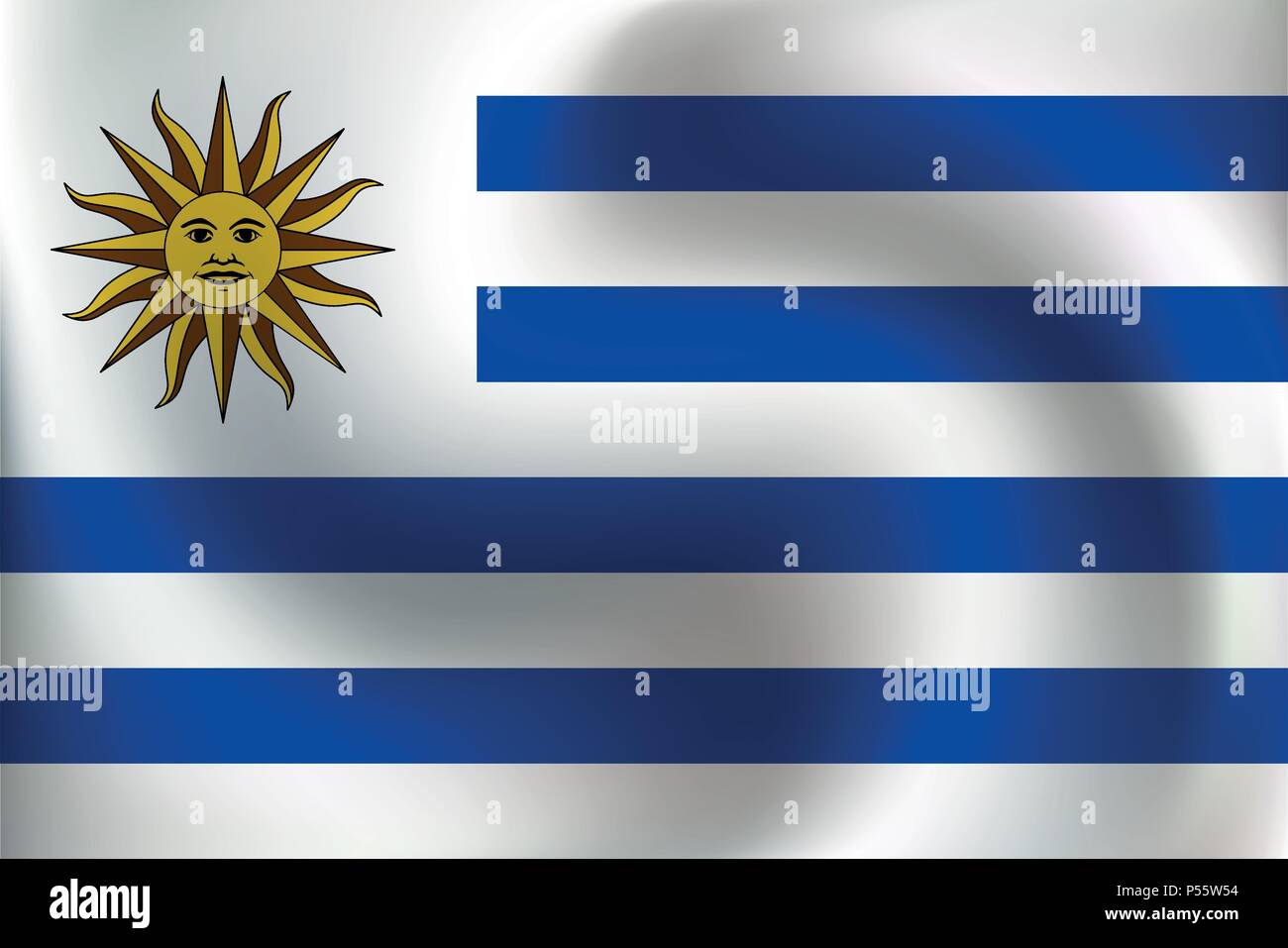 Bandiera di Uruquay con un po' di sbandieratori, ombreggiatura & Bandiera colori strati separati - illustrazione vettoriale. Illustrazione Vettoriale