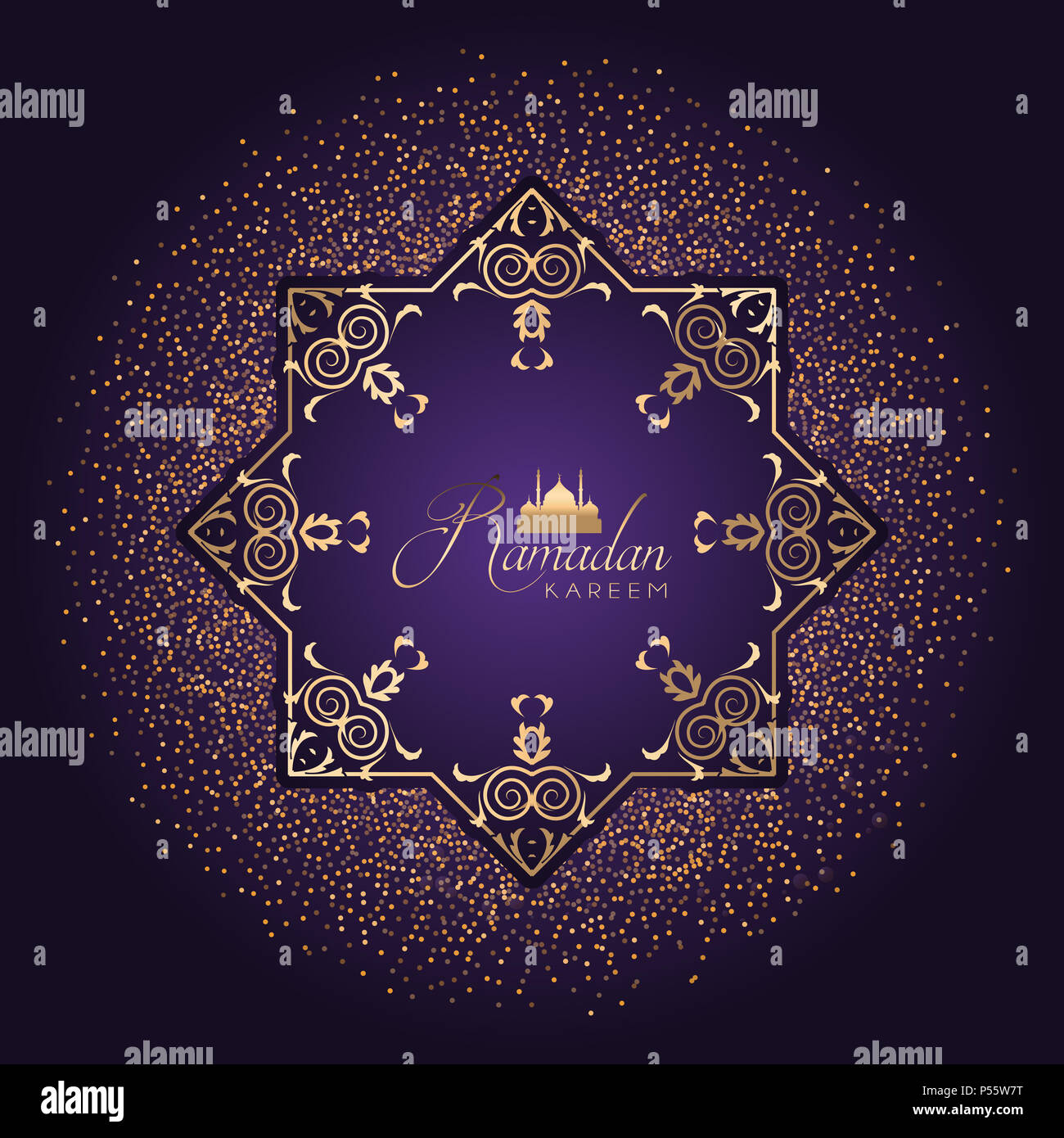 Sfondo decorativo per il Ramadan con oro coriandoli Foto Stock