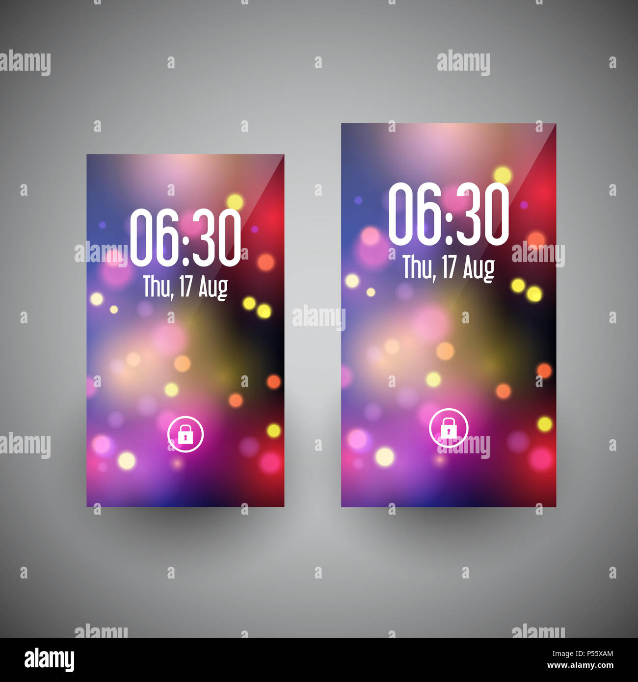 Lo sfondo dello smartphone in disegni di due diverse dimensioni di schermo Foto Stock