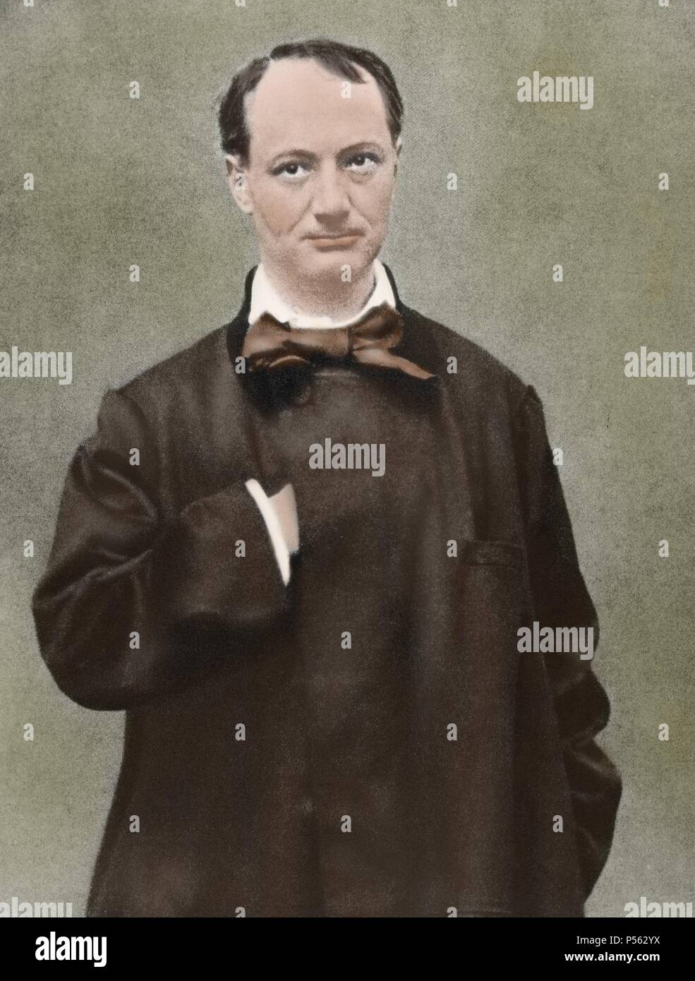 Charles Pierre Baudelaire (1821-1867). Poeta francese. Immagine colorata. Foto Stock